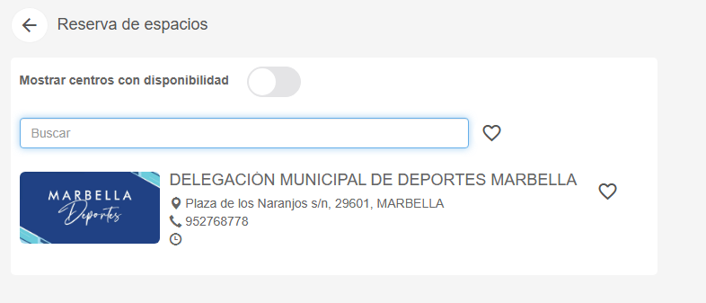 Delegacion Municipal de Deportes de Marbella en el listado de centros