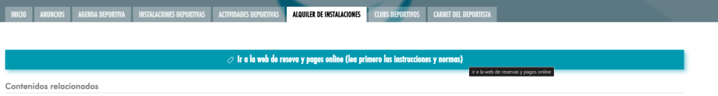 Banda azul: ir a la web de reserva y pagos online